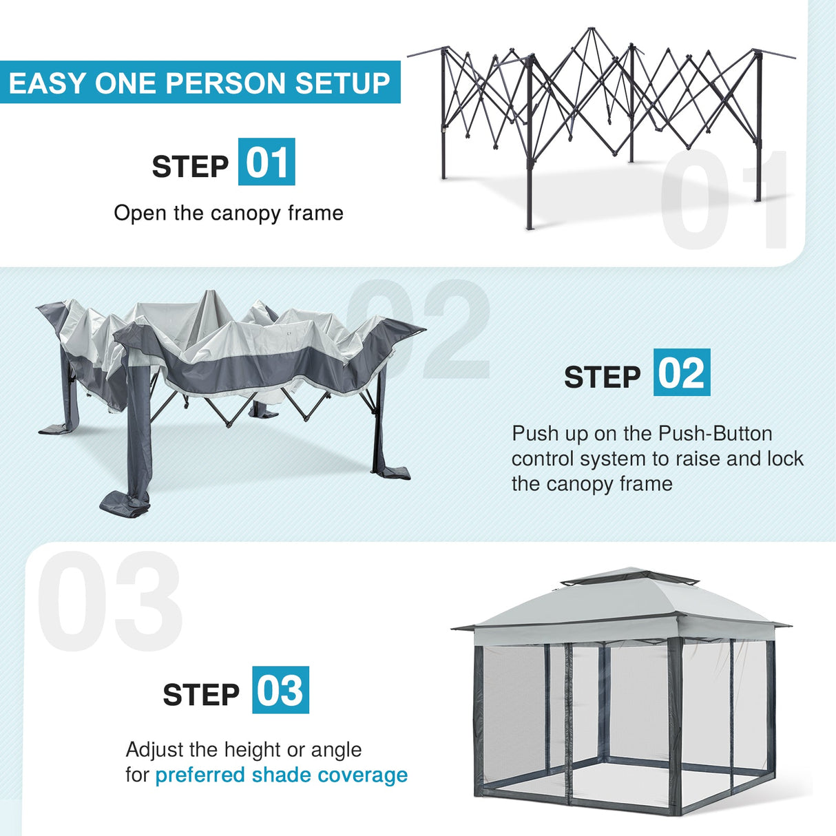 11x11 Pop Up Gazebo Tent with Netting - Eagle Peak Custom Canopy Tent