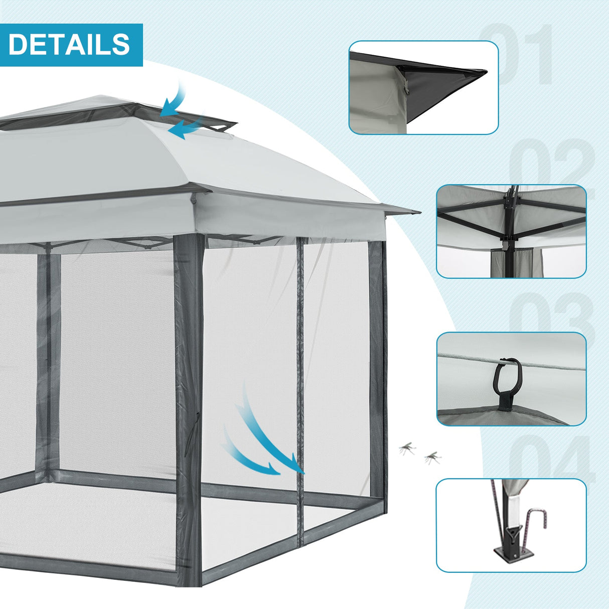 11x11 Pop Up Gazebo Tent with Netting - Eagle Peak Custom Canopy Tent