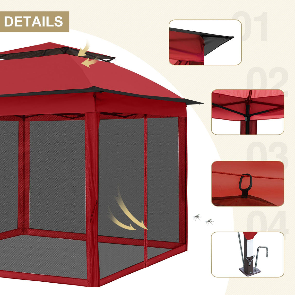 11x11 Pop Up Gazebo Tent with Netting - Eagle Peak Custom Canopy Tent