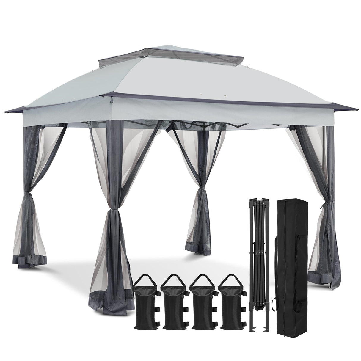 11x11 Pop Up Gazebo Tent with Netting - Eagle Peak Custom Canopy Tent