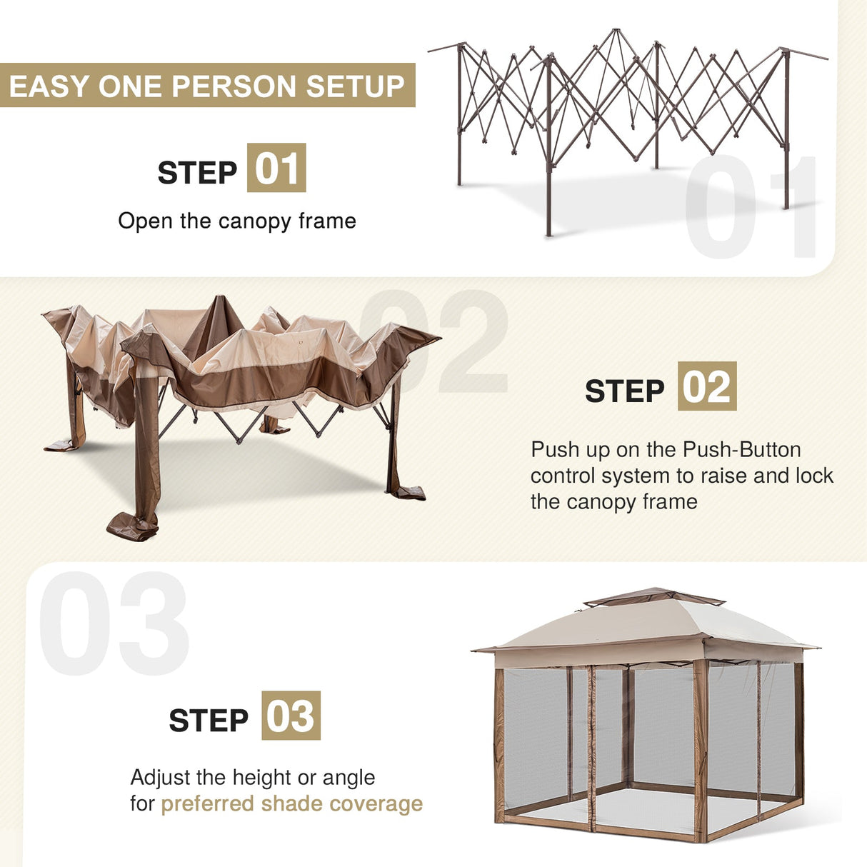 11x11 Pop Up Gazebo Tent with Netting - Eagle Peak Custom Canopy Tent
