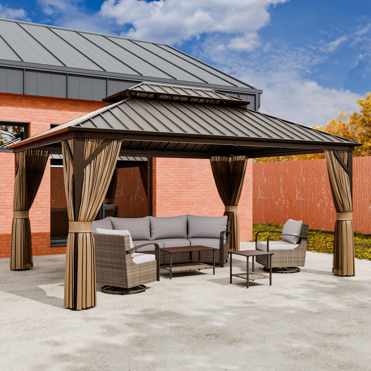 12x10 Hardtop Gazebo, Galvanized Steel Double Roof with Aluminum Frame - Eagle Peak Custom Canopy Tent