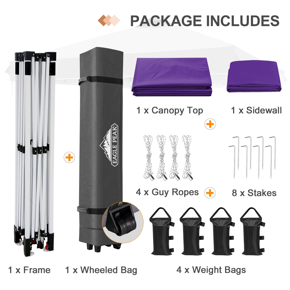 12x12 Commercial Heavy Duty Pop up Canopy with 1 Sidewall - Eagle Peak Custom Canopy Tent