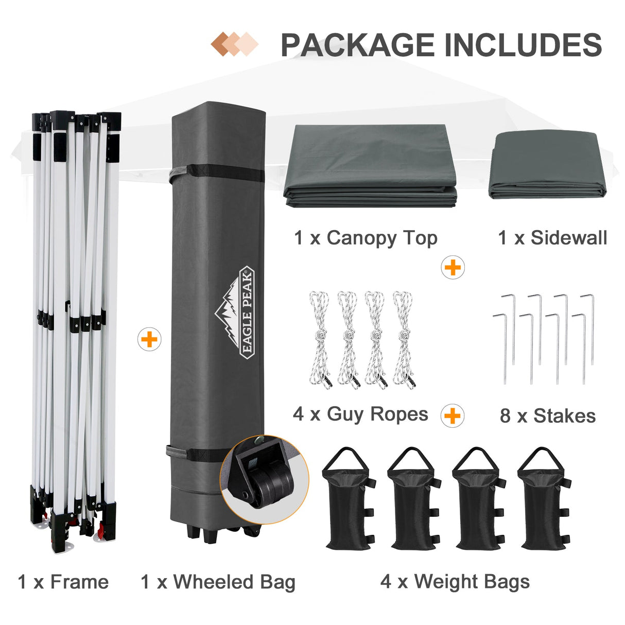 12x12 Commercial Heavy Duty Pop up Canopy with 1 Sidewall - Eagle Peak Custom Canopy Tent