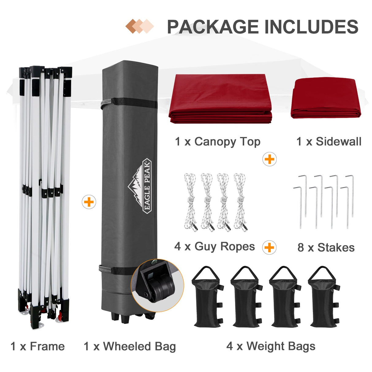 12x12 Commercial Heavy Duty Pop up Canopy with 1 Sidewall - Eagle Peak Custom Canopy Tent