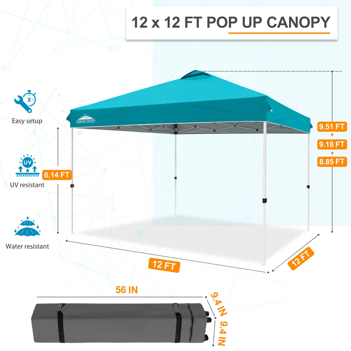 12x12 ft Pop Up Canopy Tent - Eagle Peak Custom Canopy Tent