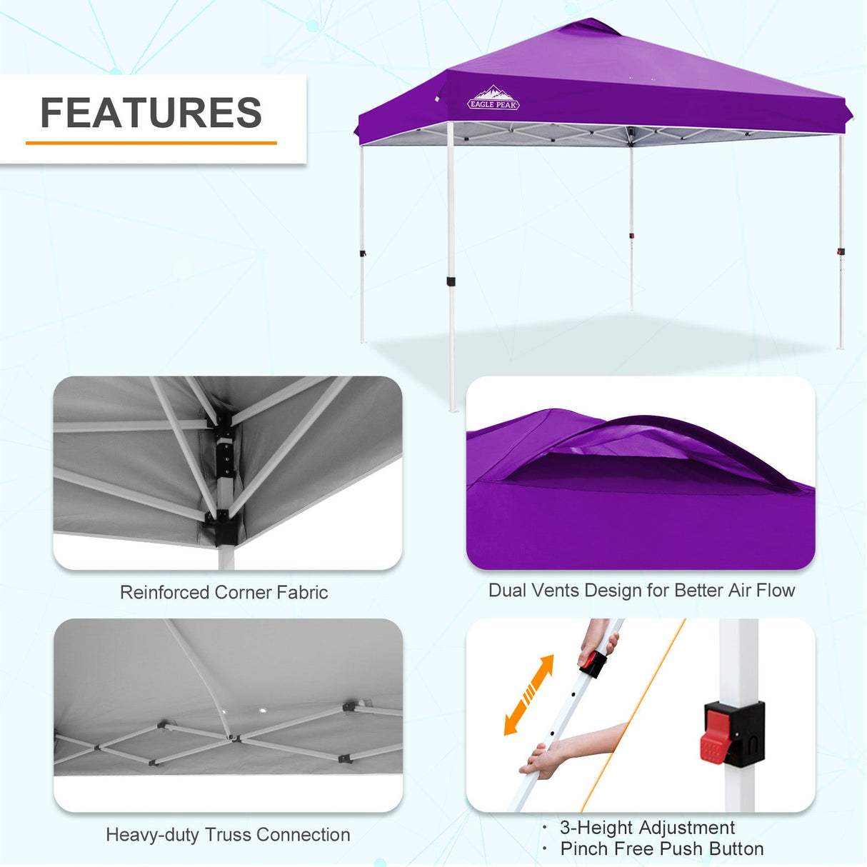 12x12 ft Pop Up Canopy Tent - Eagle Peak Custom Canopy Tent