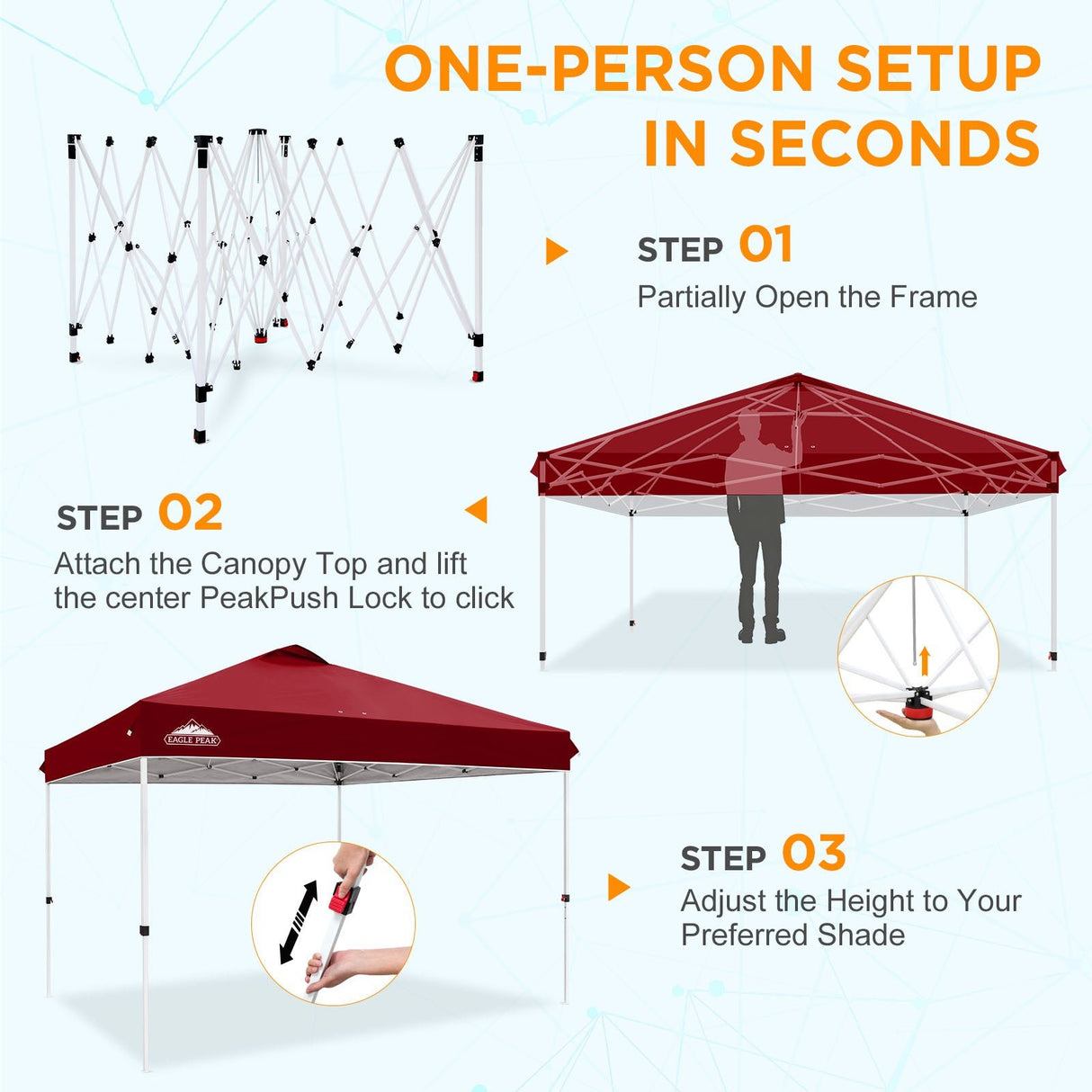 12x12 ft Pop Up Canopy Tent - Eagle Peak