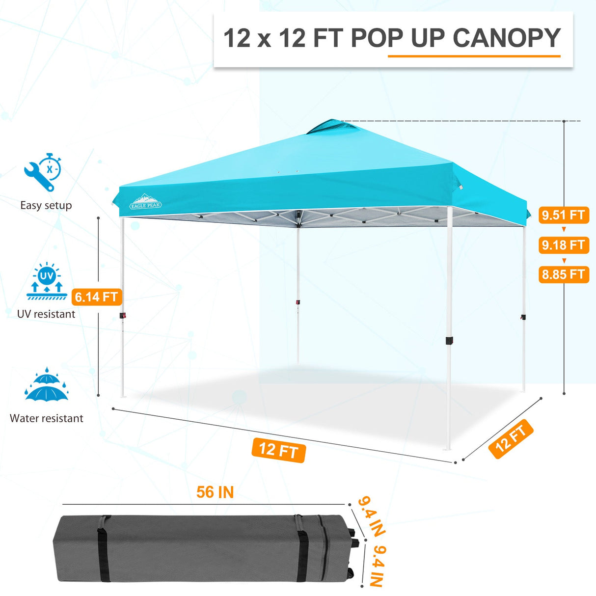 12x12 ft Pop Up Canopy Tent - Eagle Peak Custom Canopy Tent