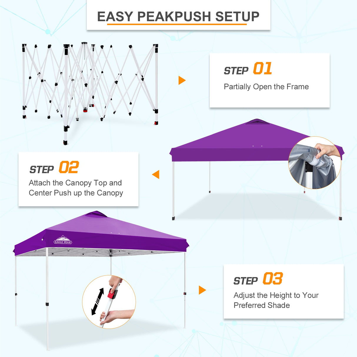 12x12 ft Pop Up Canopy Tent - Eagle Peak Custom Canopy Tent
