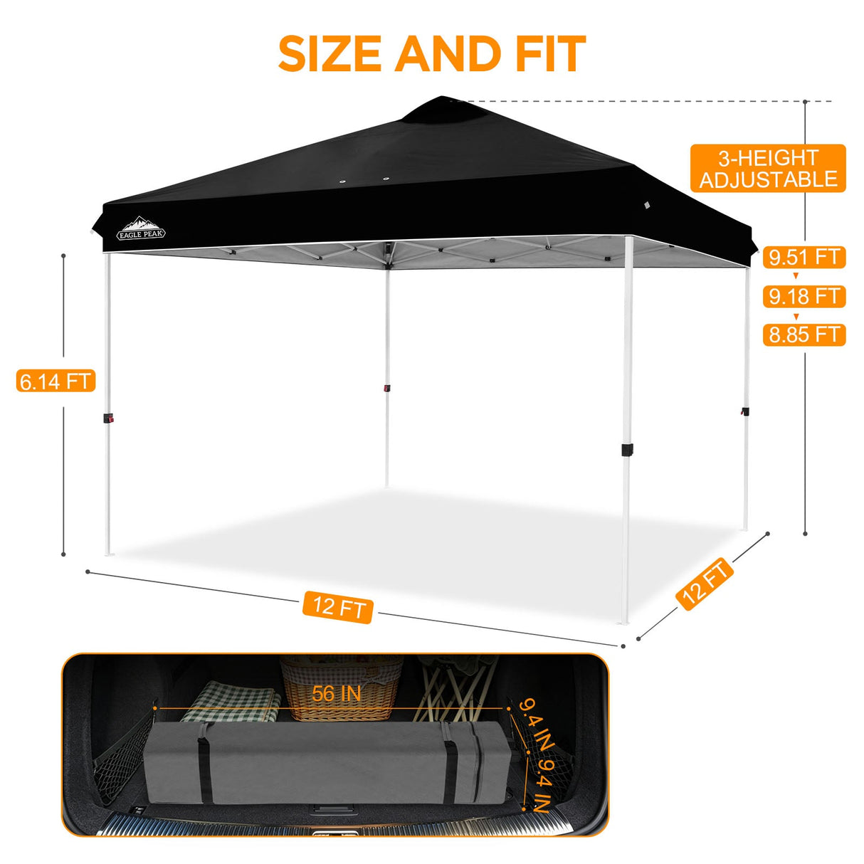 12x12 ft Pop Up Canopy Tent - Eagle Peak