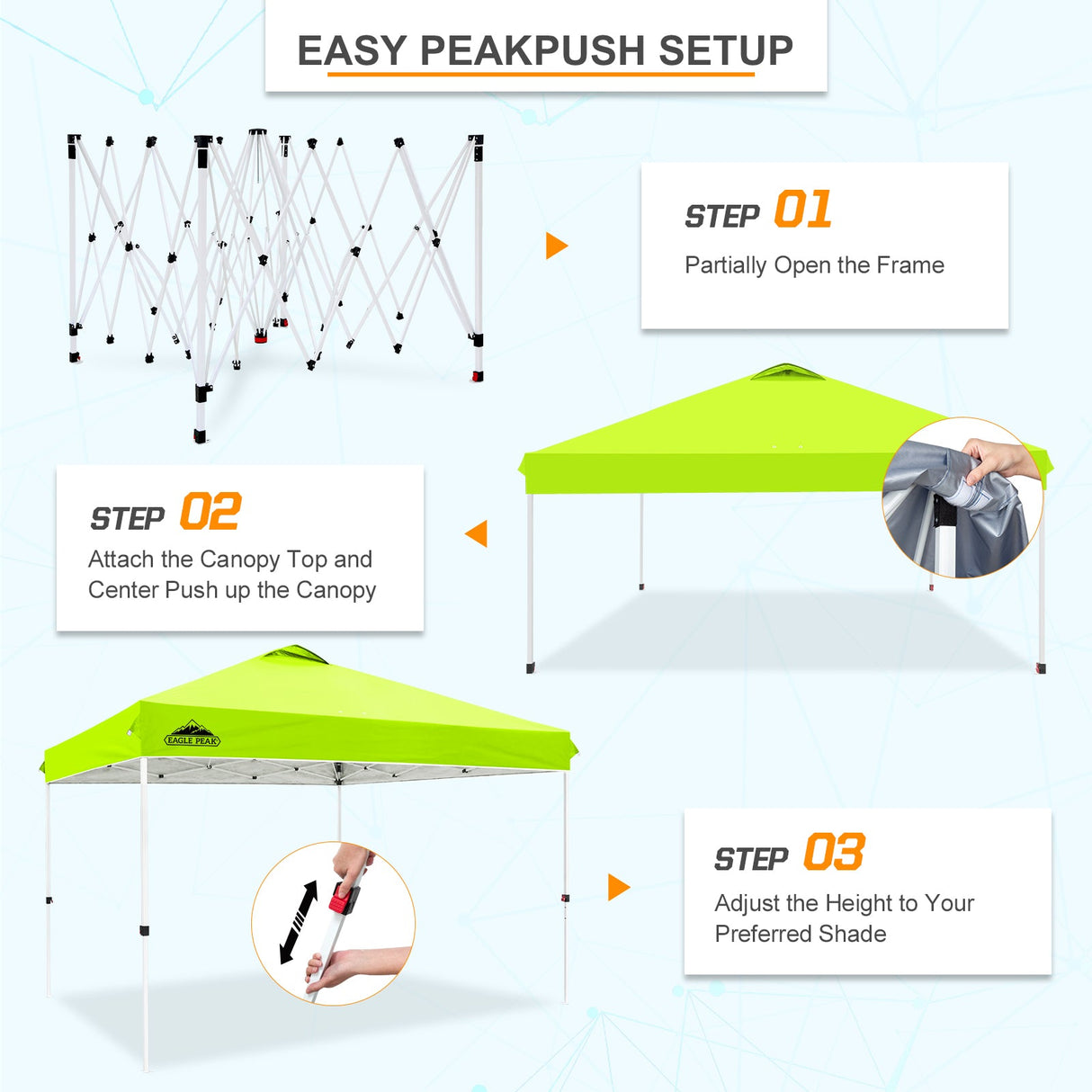 12x12 ft Pop Up Canopy Tent - Eagle Peak Custom Canopy Tent