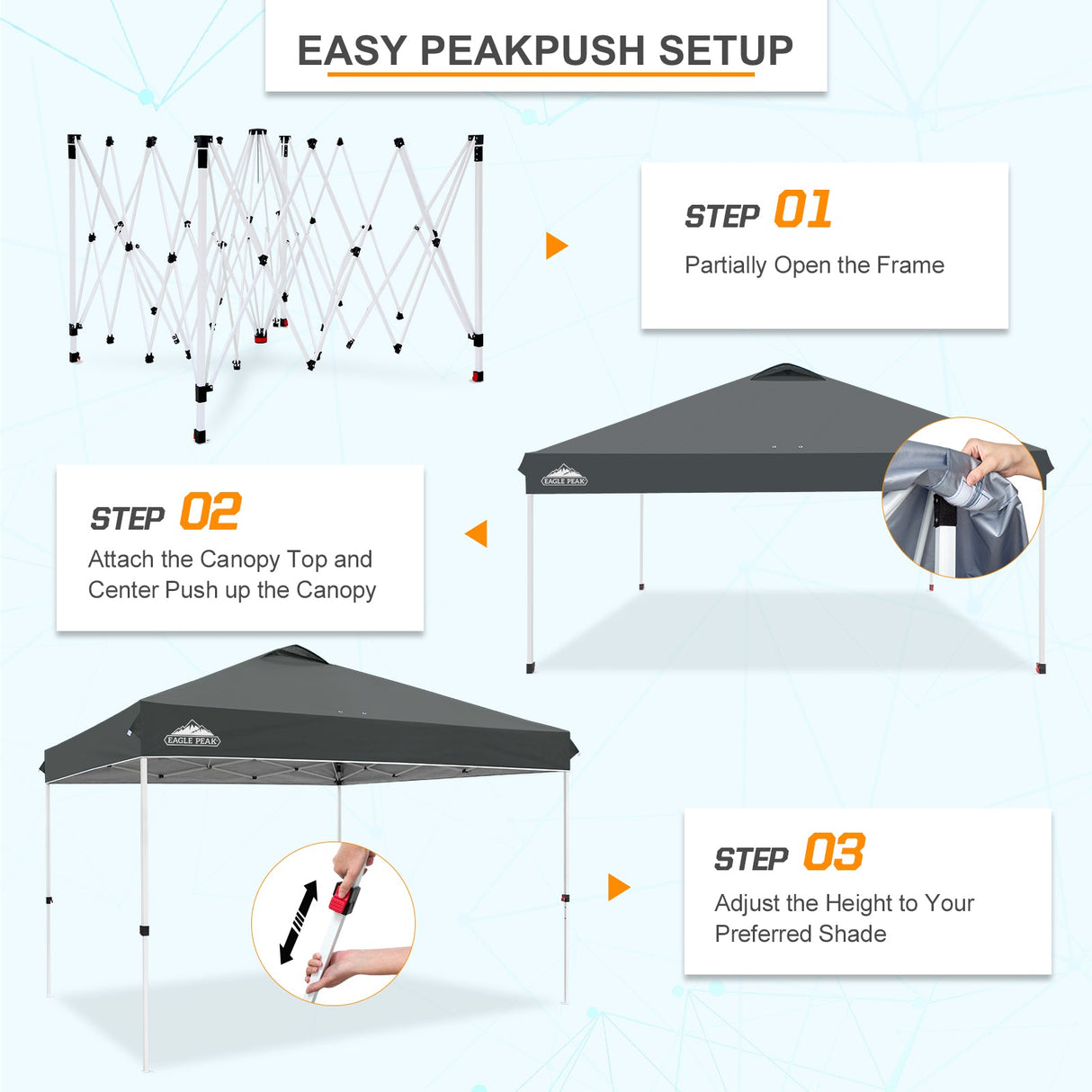12x12 ft Pop Up Canopy Tent - Eagle Peak Custom Canopy Tent