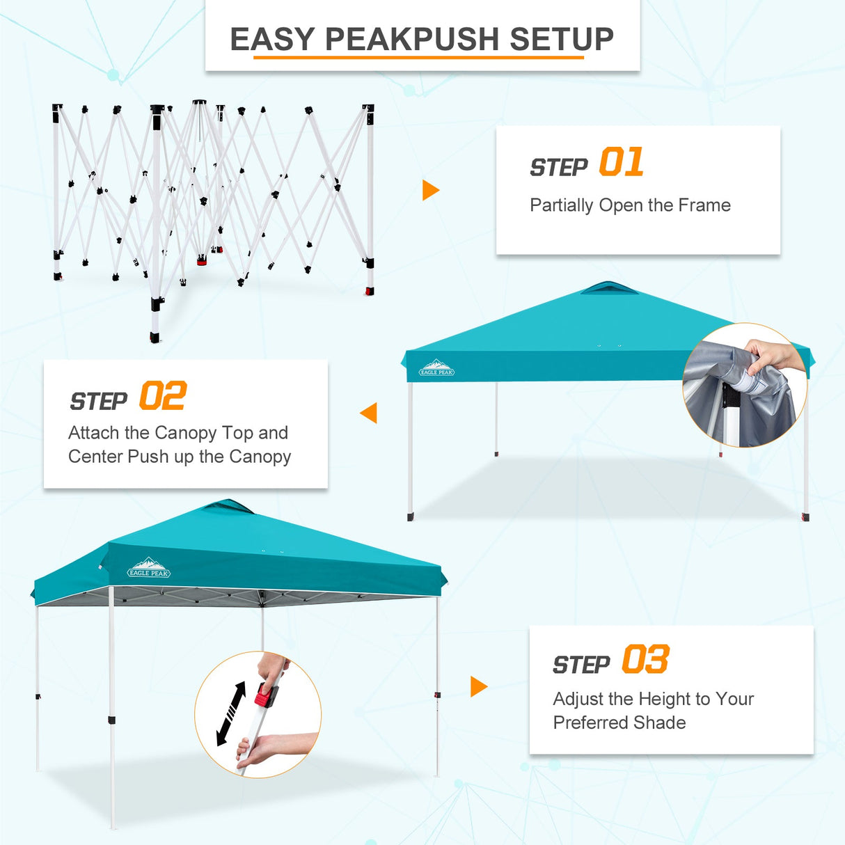 12x12 ft Pop Up Canopy Tent - Eagle Peak Custom Canopy Tent