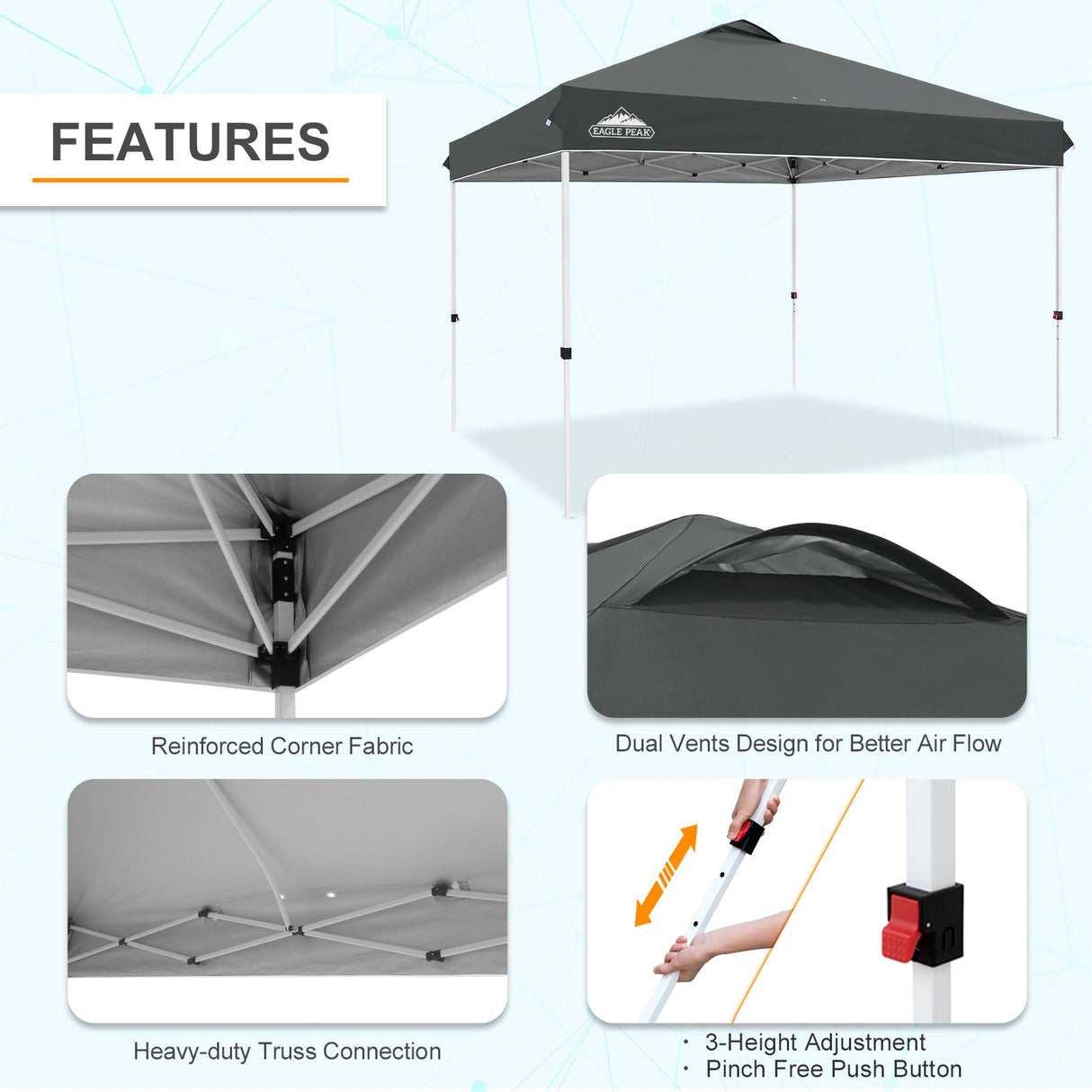 12x12 ft Pop Up Canopy Tent - Eagle Peak Custom Canopy Tent