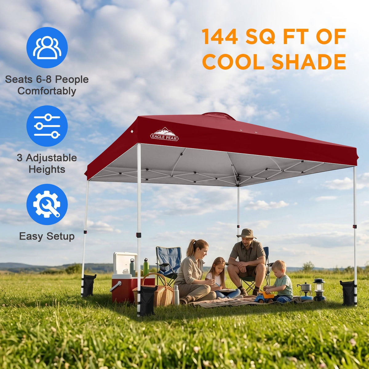 12x12 Pop Up Canopy Tent Easy Up Canopy Outdoor - Eagle Peak®