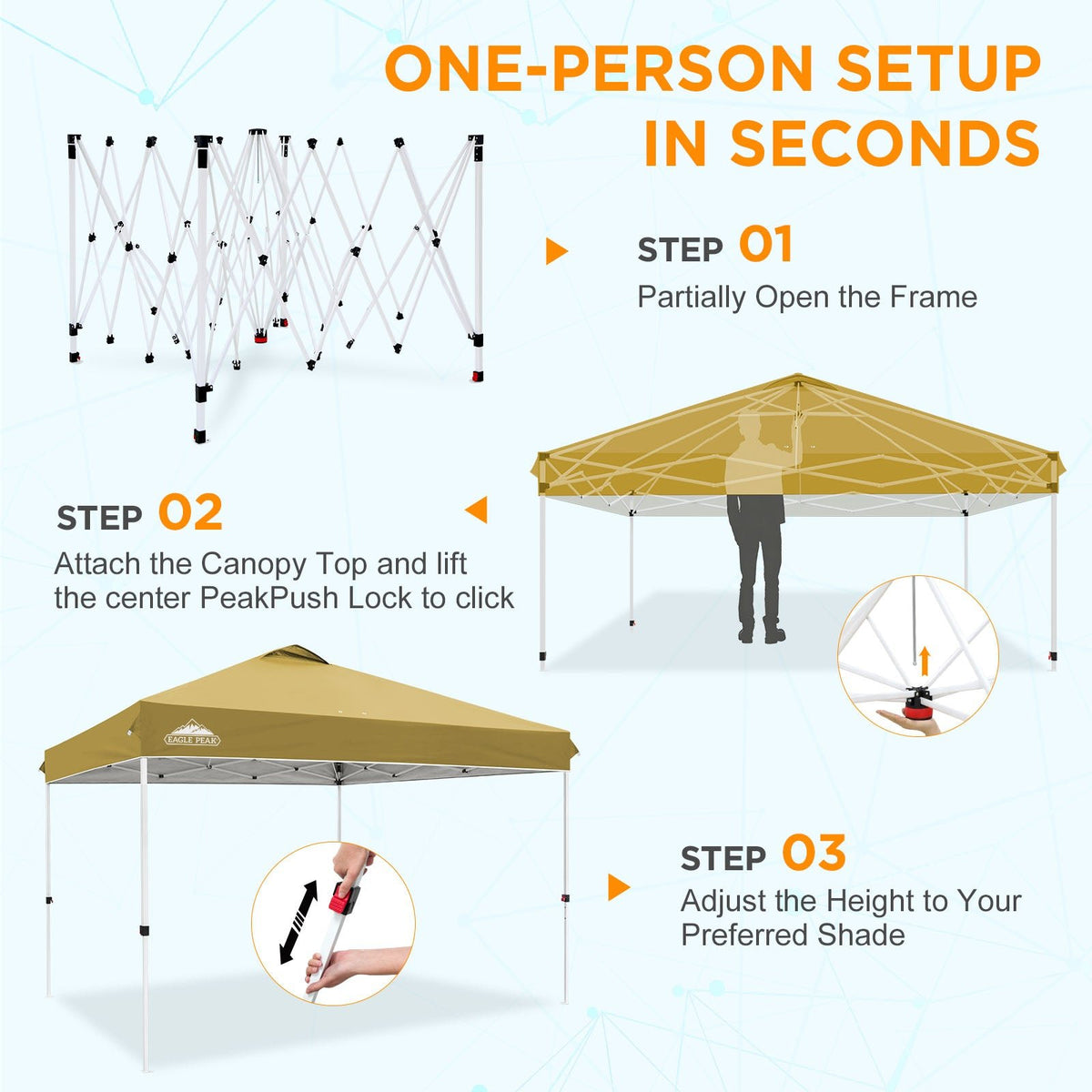 12x12 Pop Up Canopy Tent Easy Up Canopy Outdoor - Eagle Peak®