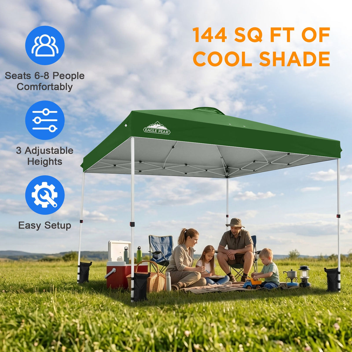 12x12 Pop Up Canopy Tent Easy Up Canopy Outdoor - Eagle Peak®