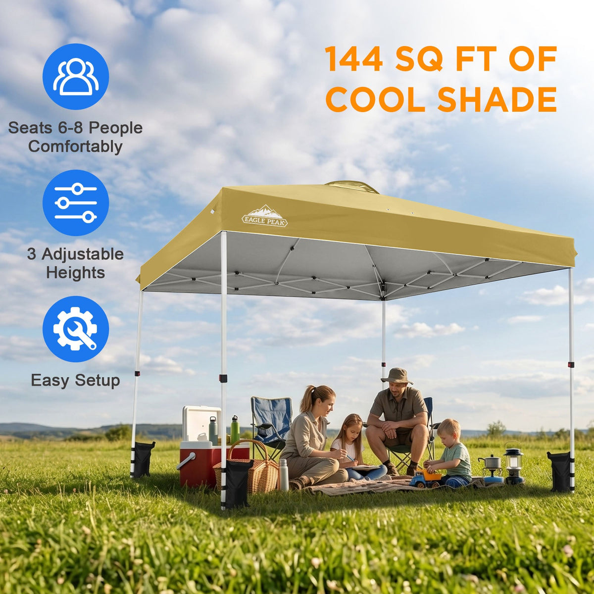 12x12 Pop Up Canopy Tent Easy Up Canopy Outdoor - Eagle Peak®
