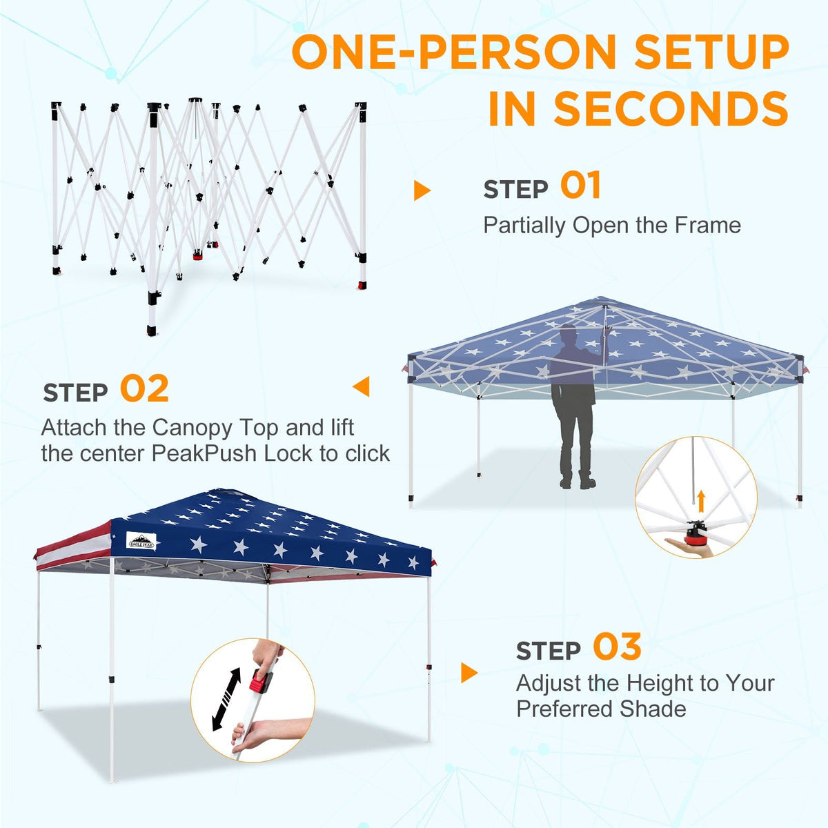 12x12 Pop Up Canopy Tent Easy Up Canopy Outdoor - Eagle Peak®