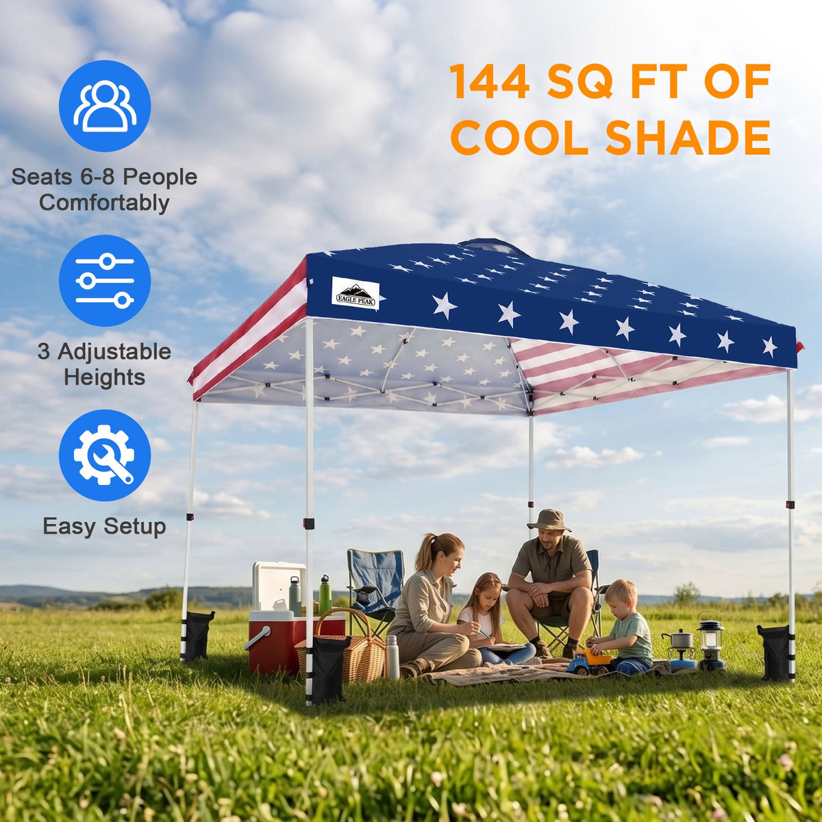 12x12 Pop Up Canopy Tent Easy Up Canopy Outdoor - Eagle Peak®