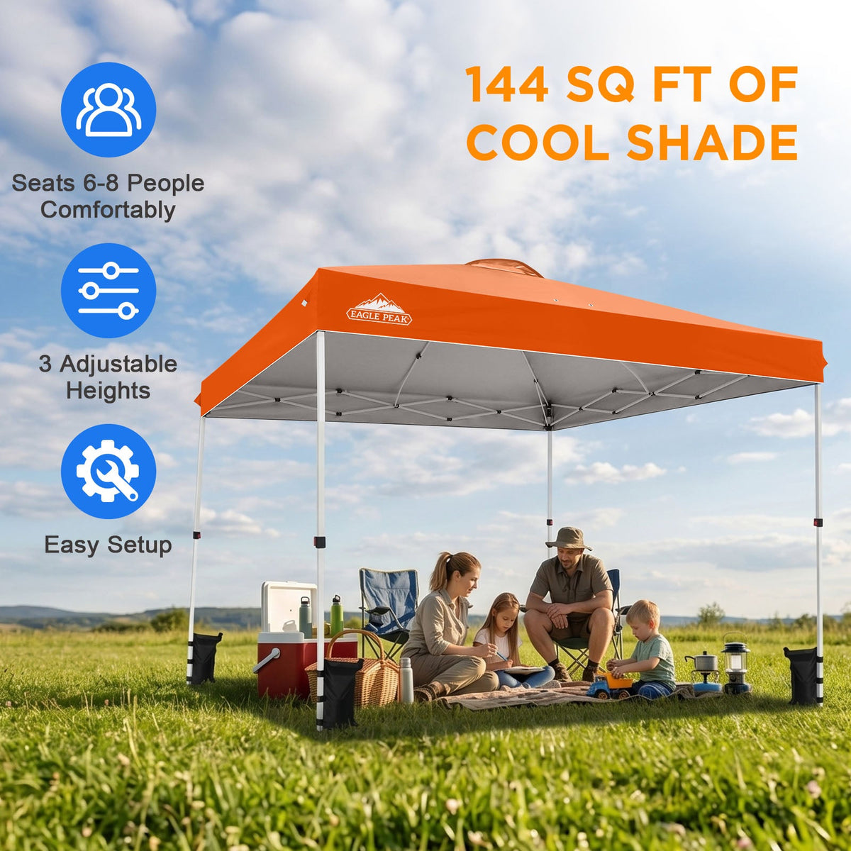 12x12 Pop Up Canopy Tent Easy Up Canopy Outdoor - Eagle Peak®