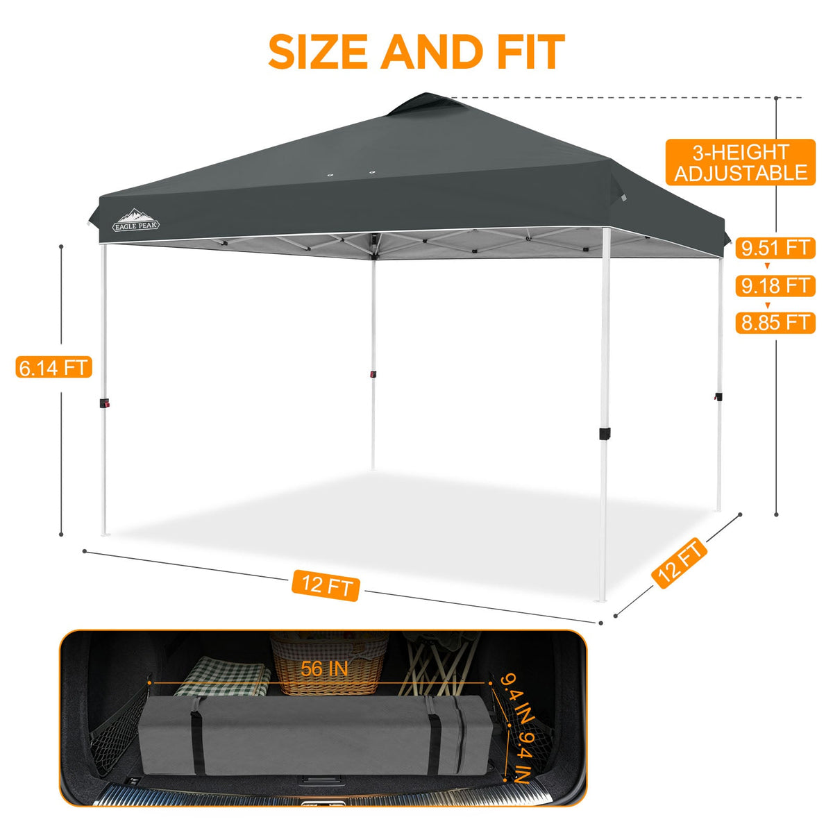 12x12 Pop Up Canopy Tent Easy Up Canopy Outdoor - Eagle Peak®