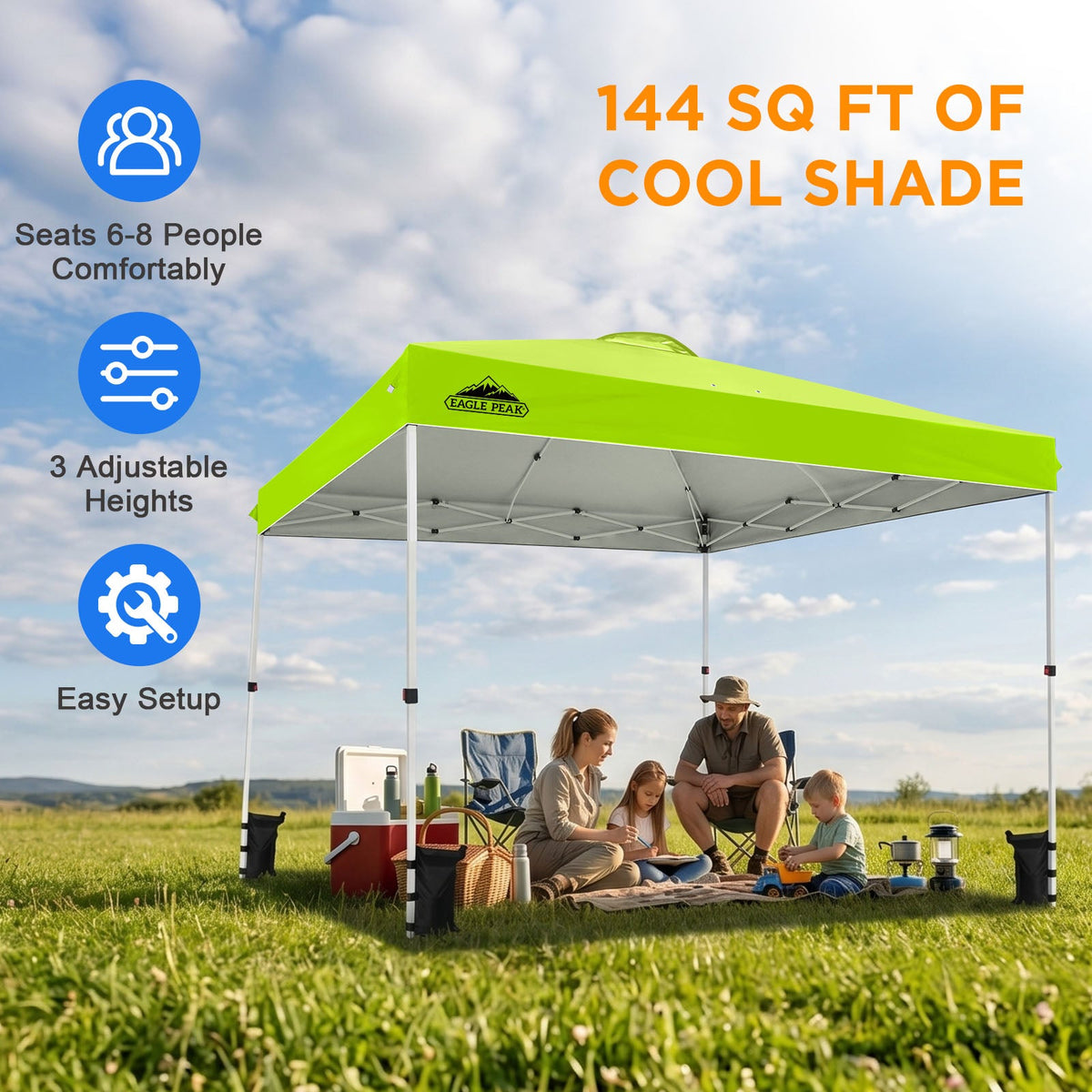 12x12 Pop Up Canopy Tent Easy Up Canopy Outdoor - Eagle Peak®