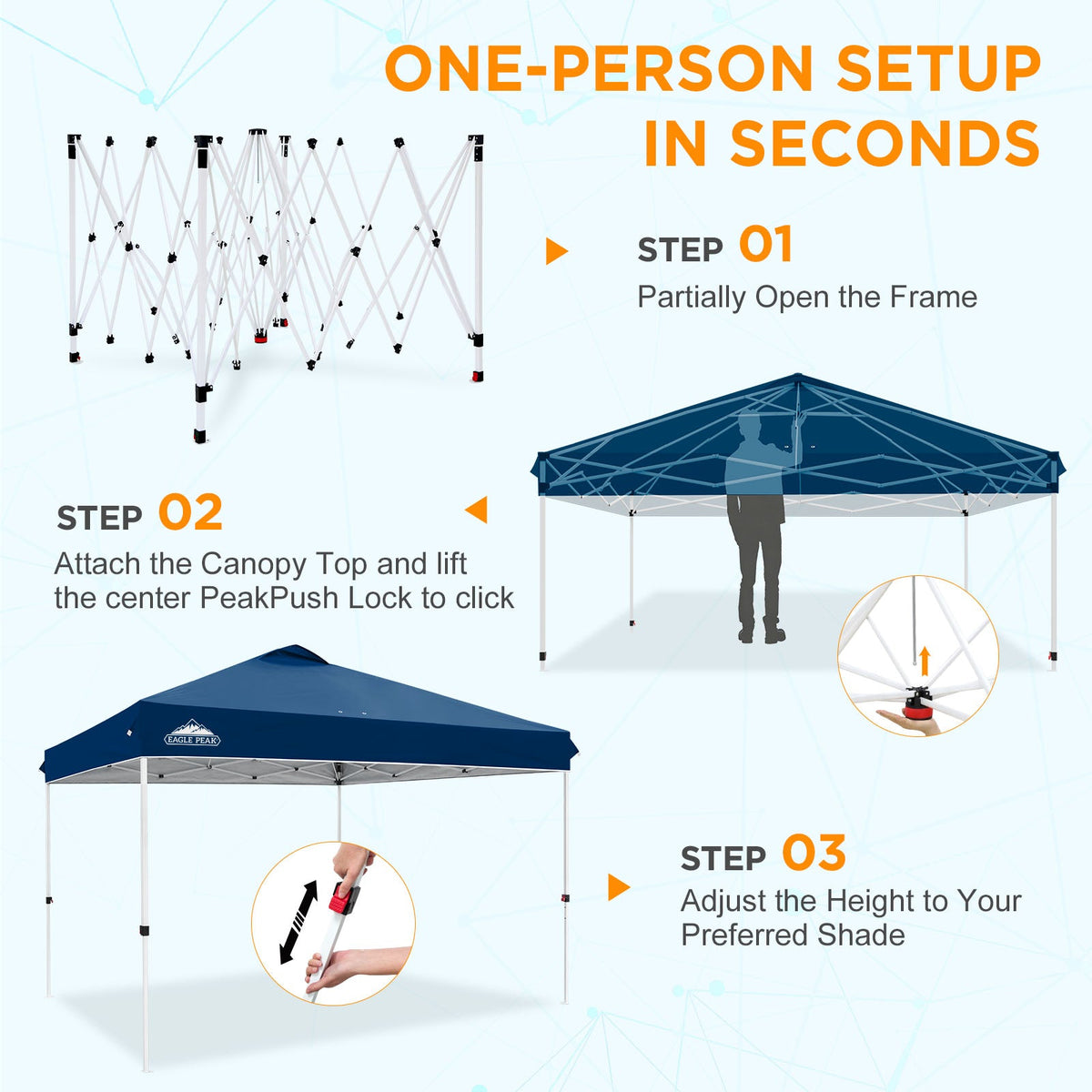 12x12 Pop Up Canopy Tent Easy Up Canopy Outdoor - Eagle Peak®