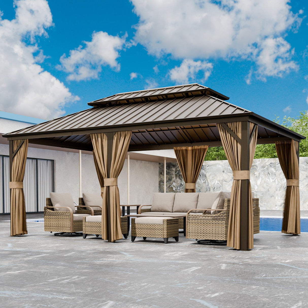 12x18 Hardtop Gazebo, Galvanized Steel Double Roof with Aluminum Frame - Eagle Peak Custom Canopy Tent