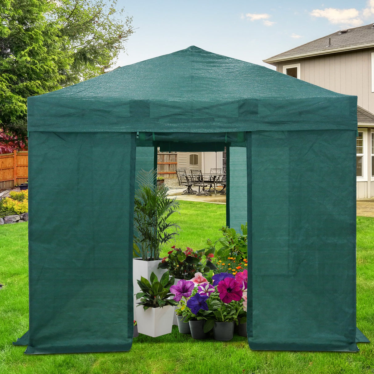12x8 Portable Large Walk - in Pop Up Greenhouse - Eagle Peak Custom Canopy Tent
