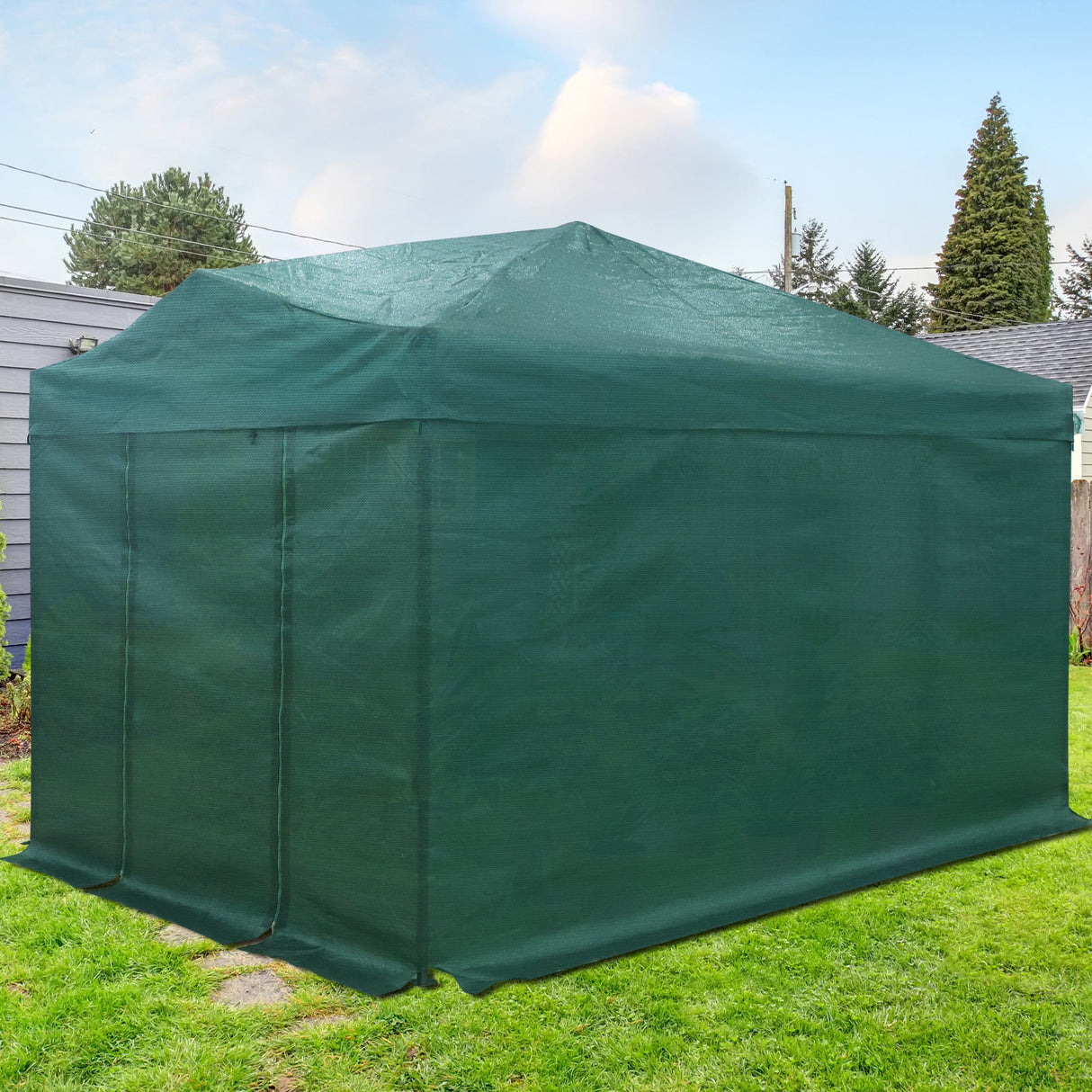 12x8 Portable Large Walk - in Pop Up Greenhouse - Eagle Peak Custom Canopy Tent