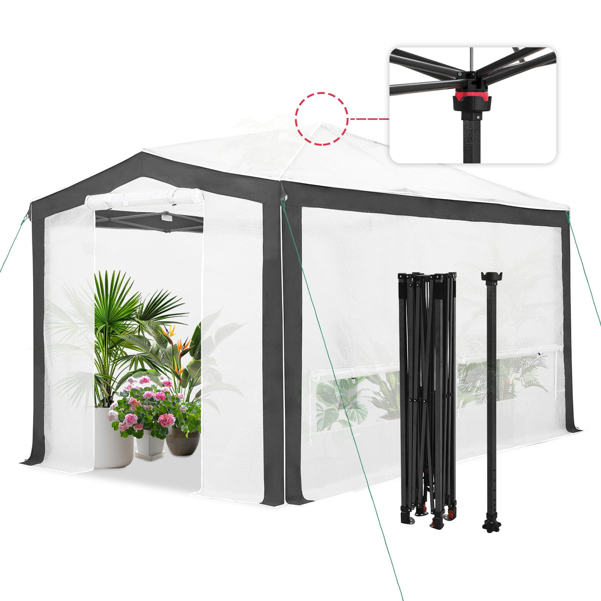 12x8 Portable Walk in Greenhouse with Polyester Reinforced Corners - Eagle Peak Custom Canopy Tent