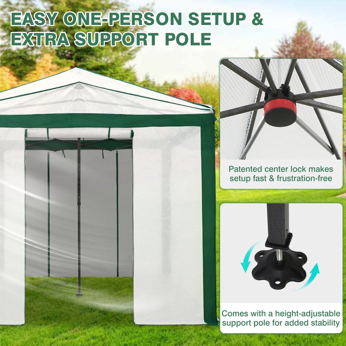 12x8 Portable Walk in Greenhouse with Polyester Reinforced Corners - Eagle Peak Custom Canopy Tent