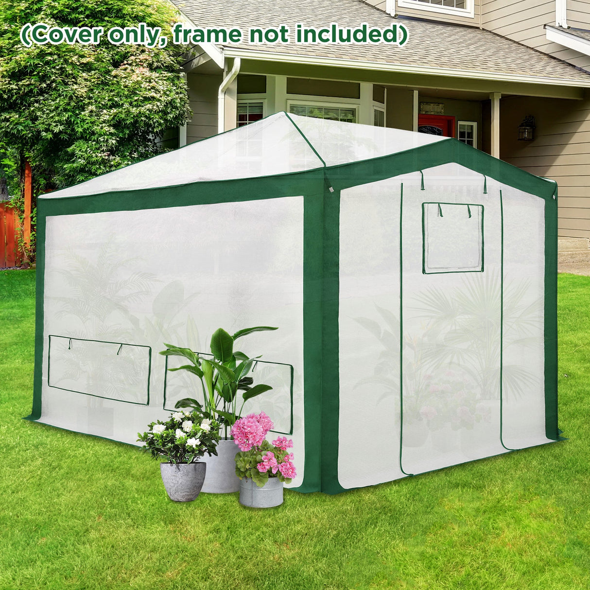 12X8 Replacement Top cover of Walk in Greenhouse with Polyester Reinforced Corners - Eagle Peak Custom Canopy Tent