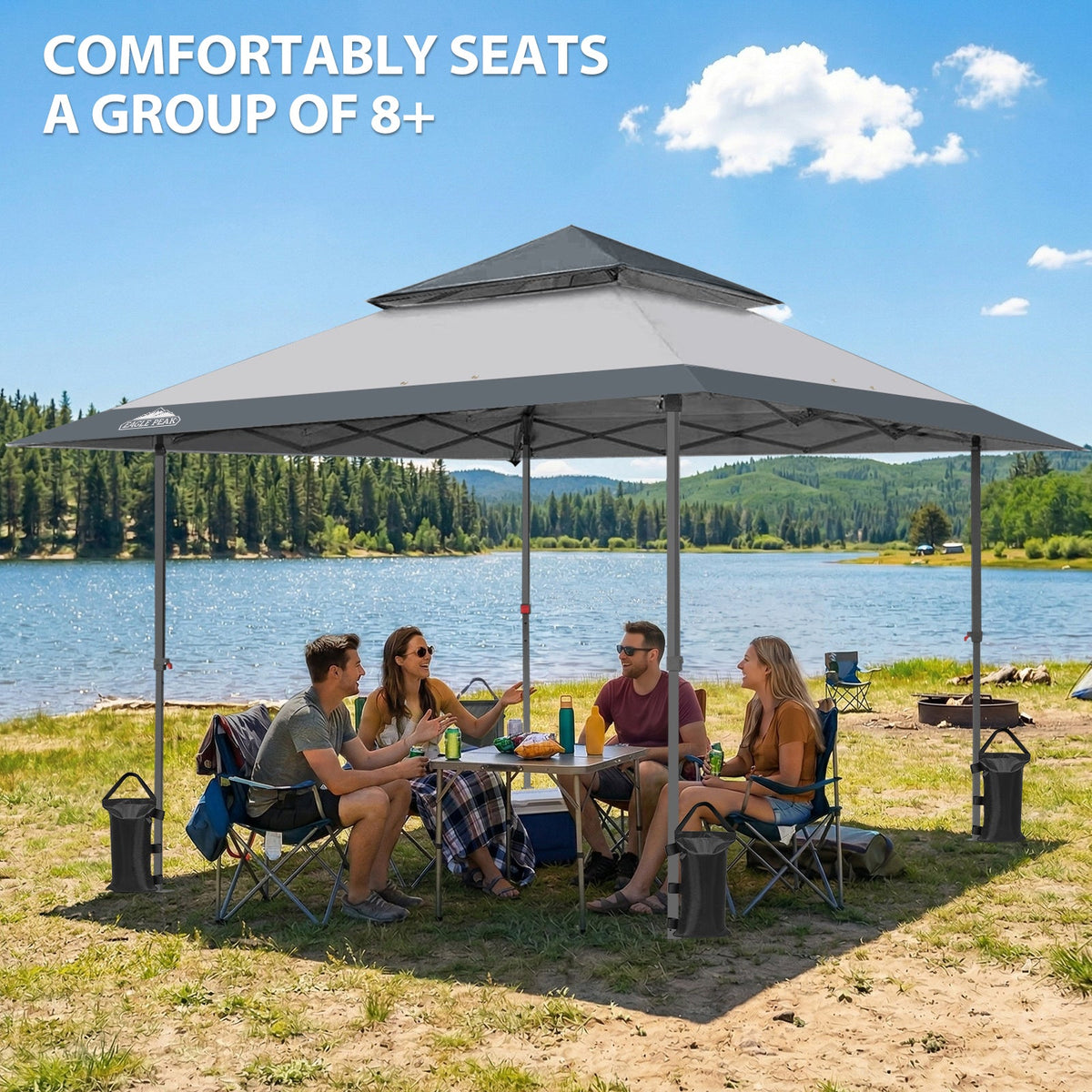 13x13 Pop Up Canopy Tent, Auto Extended Eaves - Eagle Peak®