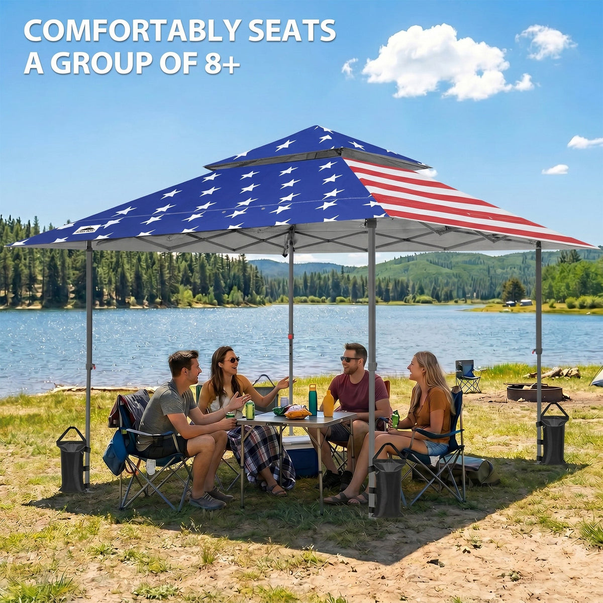 13x13 Pop Up Canopy Tent, Auto Extended Eaves - Eagle Peak®