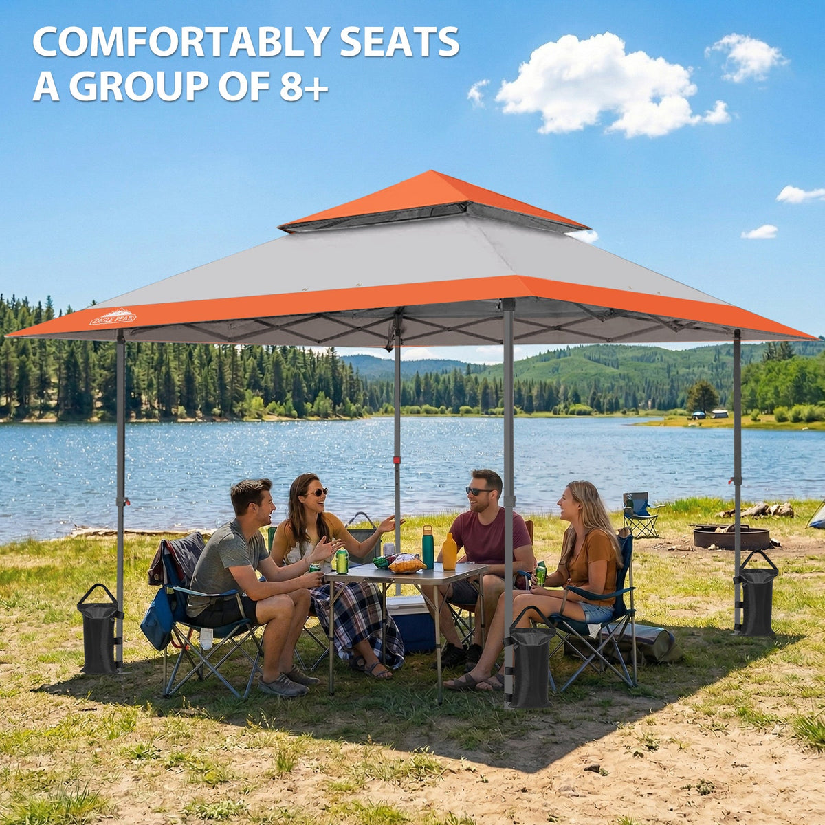 13x13 Pop Up Canopy Tent, Auto Extended Eaves - Eagle Peak®