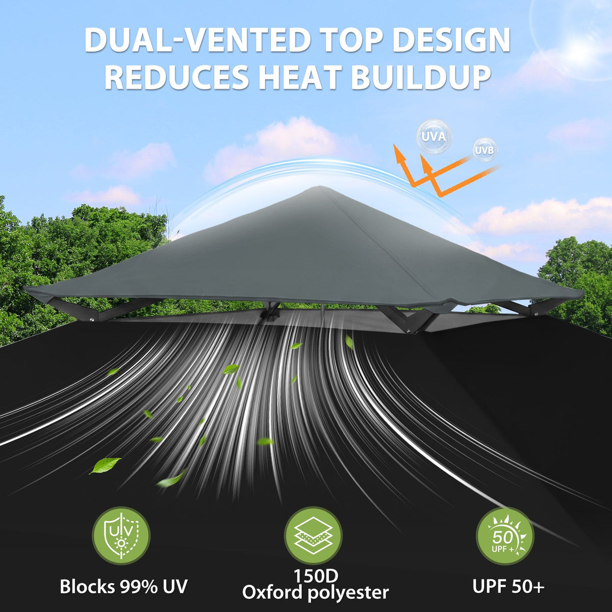 13x13 Pop Up Canopy Tent, Auto Extended Eaves - Eagle Peak®