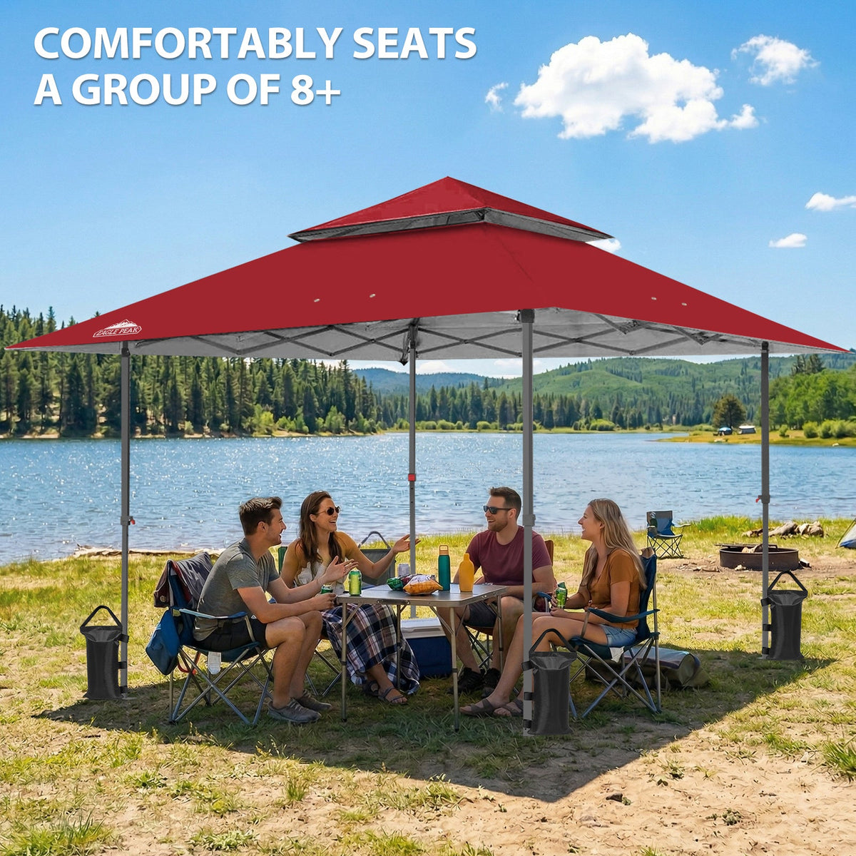 13x13 Pop Up Canopy Tent, Auto Extended Eaves - Eagle Peak®