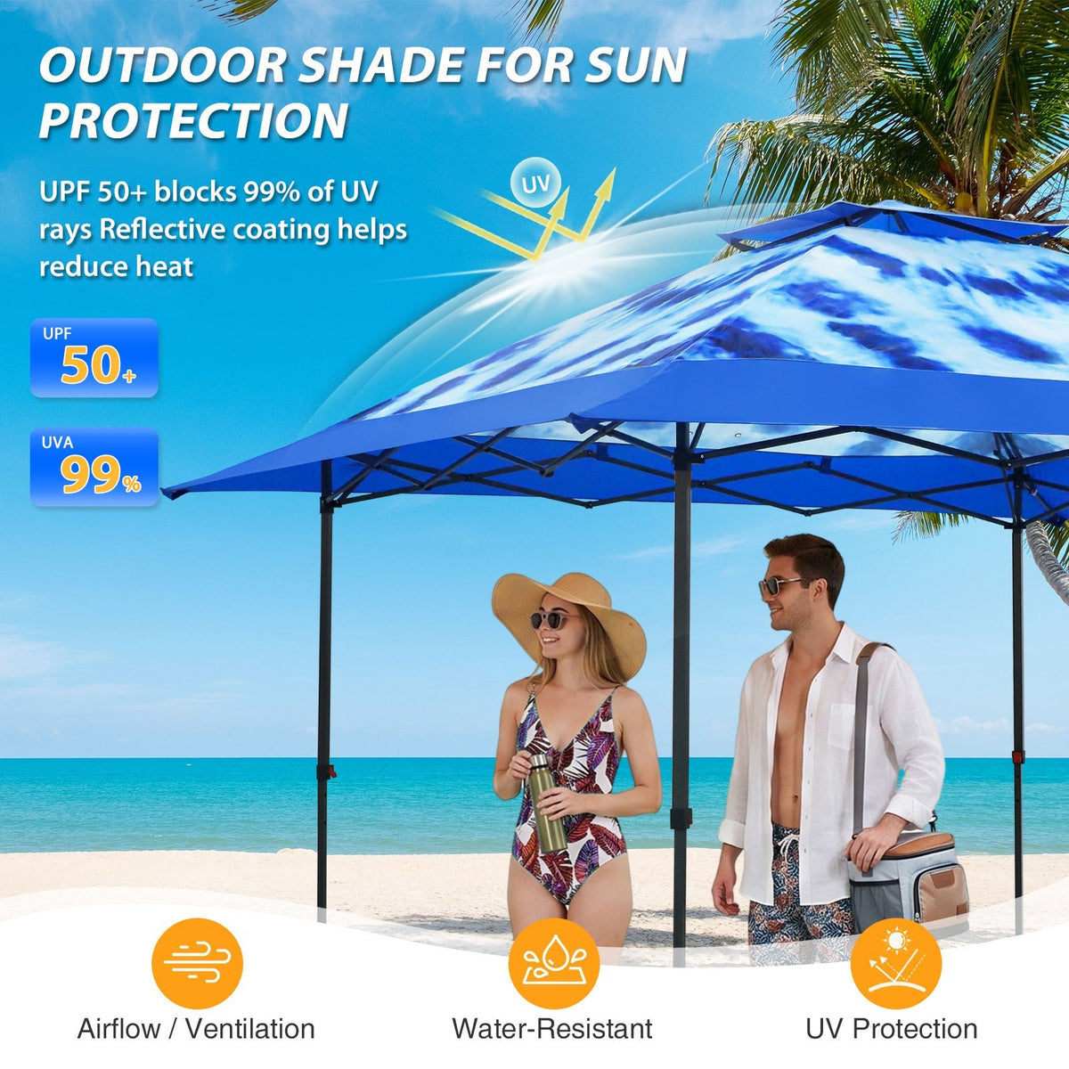 13x13 Pop Up Canopy Tent, Auto Extended Eaves - Eagle Peak®
