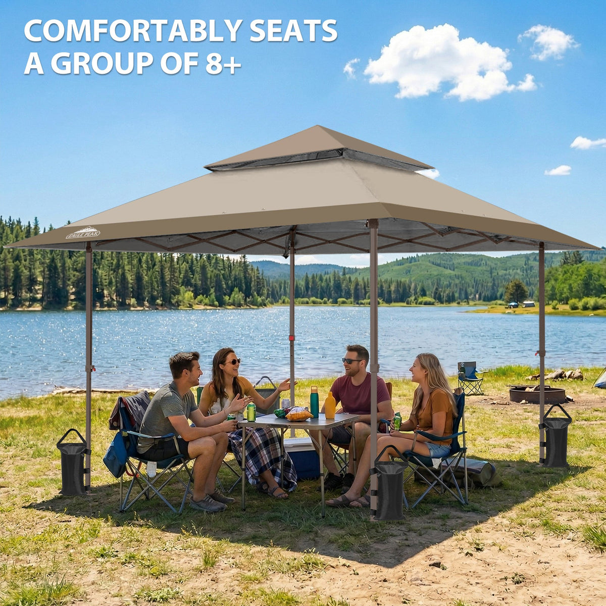 13x13 Pop Up Canopy Tent, Auto Extended Eaves - Eagle Peak®