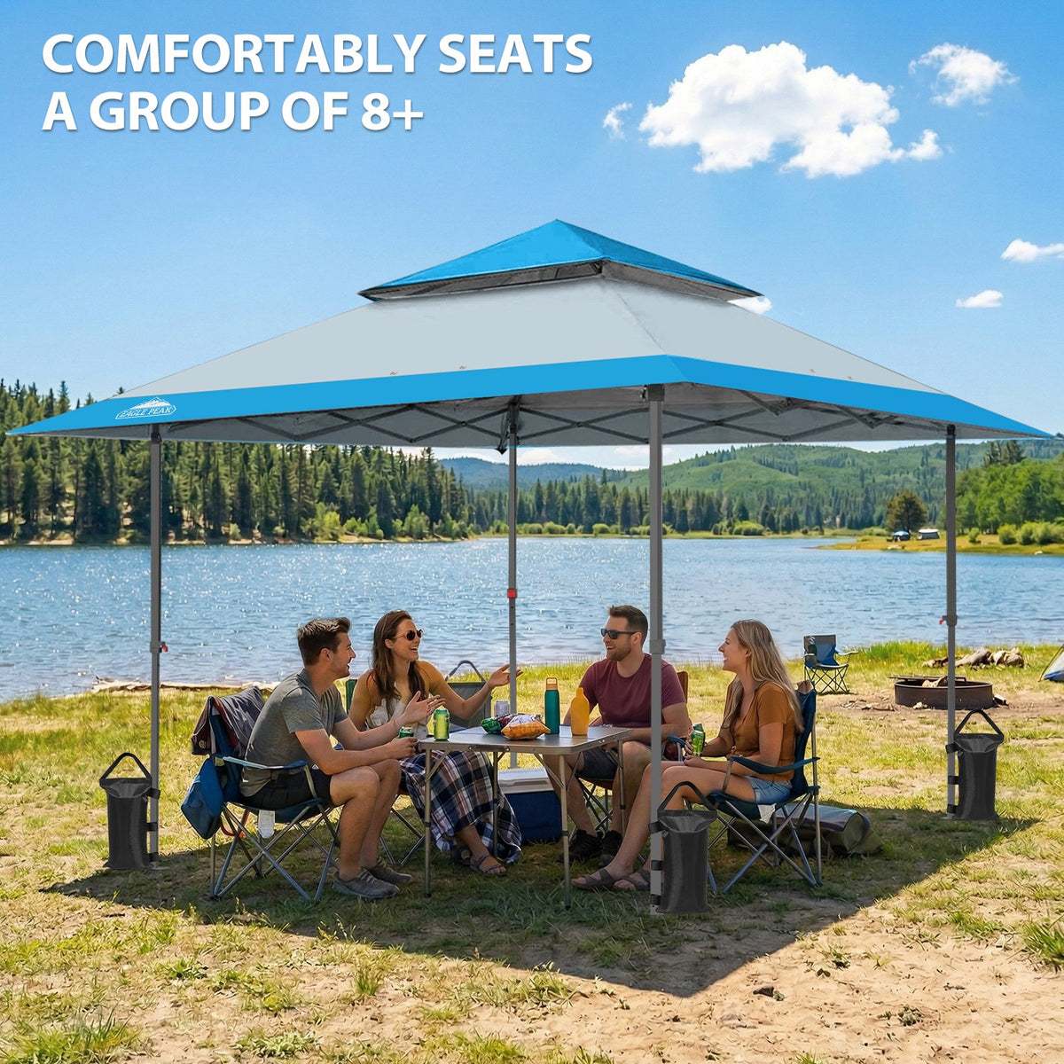 13x13 Pop Up Canopy Tent, Auto Extended Eaves - Eagle Peak®