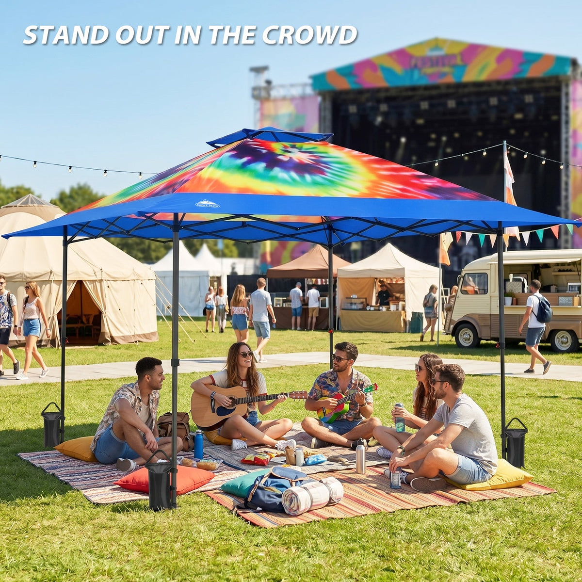 13x13 Pop Up Canopy Tent, Auto Extended Eaves - Eagle Peak®