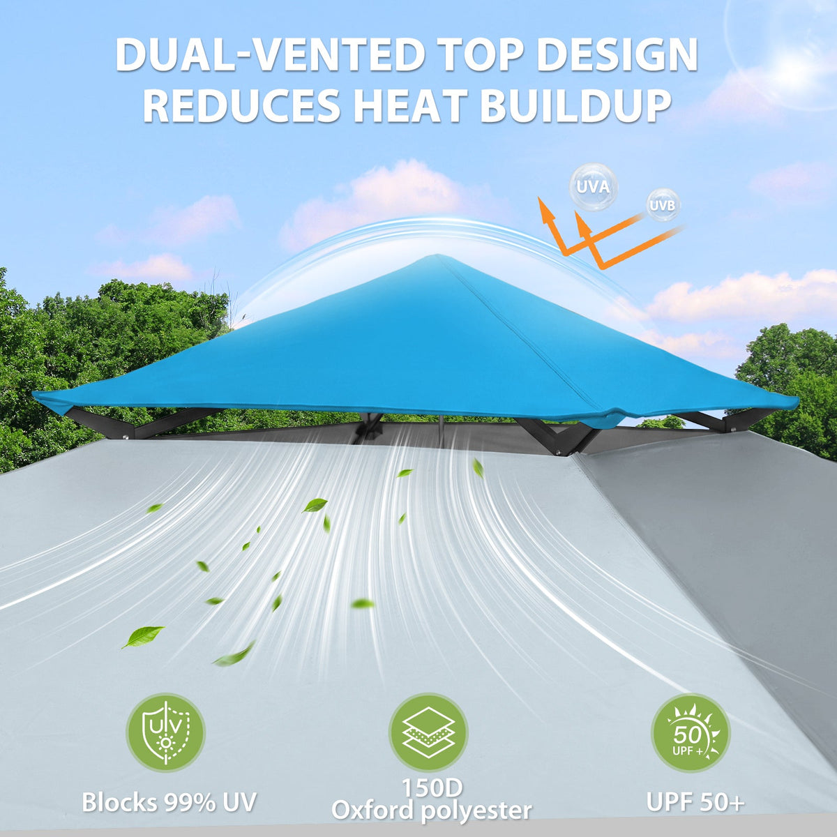 13x13 Pop Up Canopy Tent, Auto Extended Eaves - Eagle Peak®