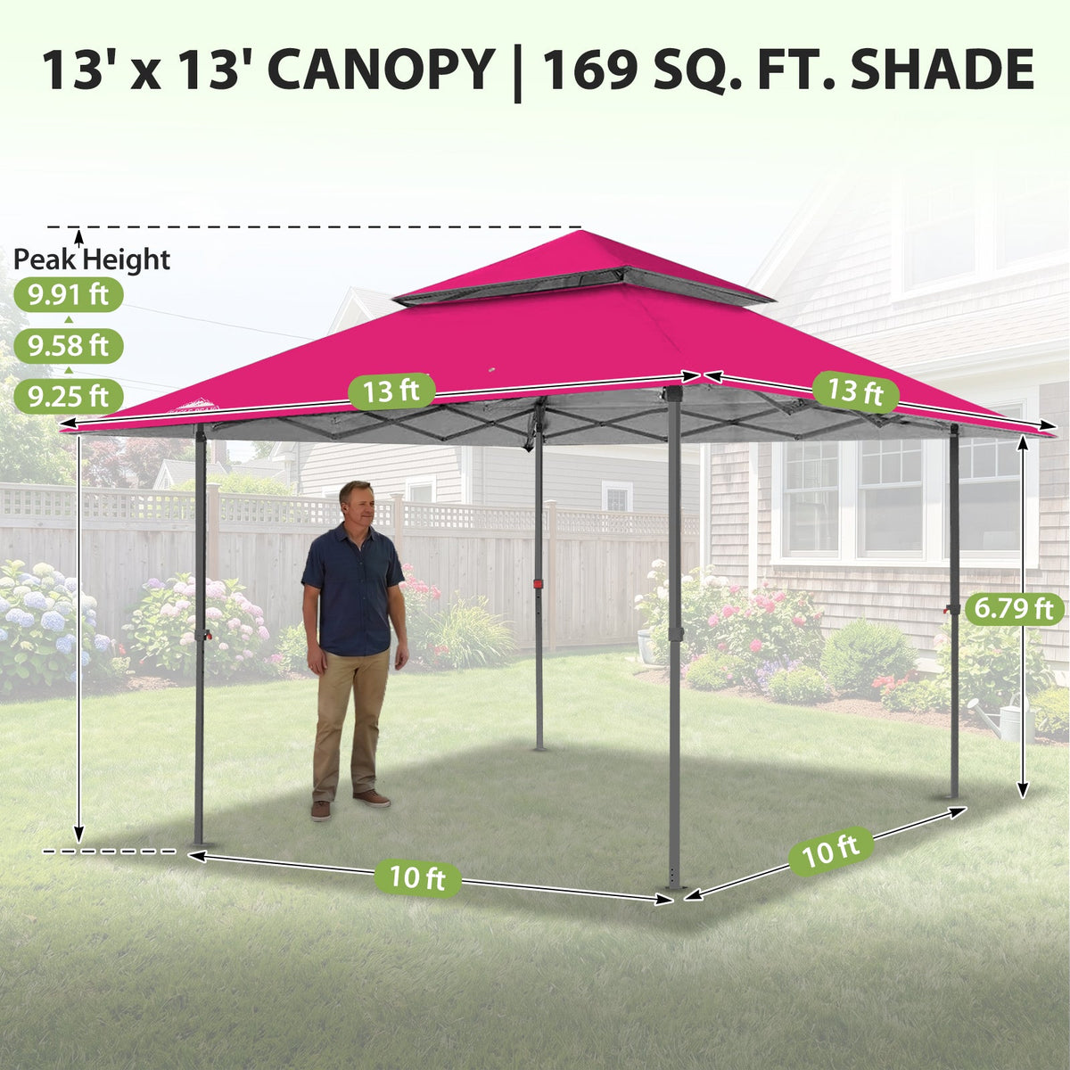 13x13 Pop Up Canopy Tent, Auto Extended Eaves - Eagle Peak®