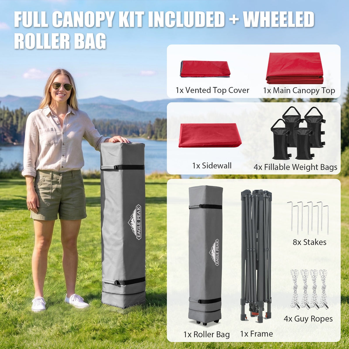 13x13 Pop Up Canopy Tent Sidewall, Extended Eaves - Eagle Peak®
