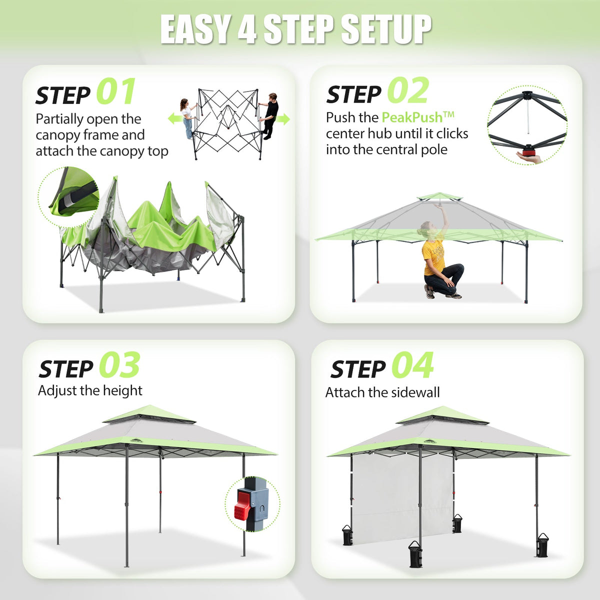 13x13 Pop Up Canopy Tent Sidewall, Extended Eaves - Eagle Peak®