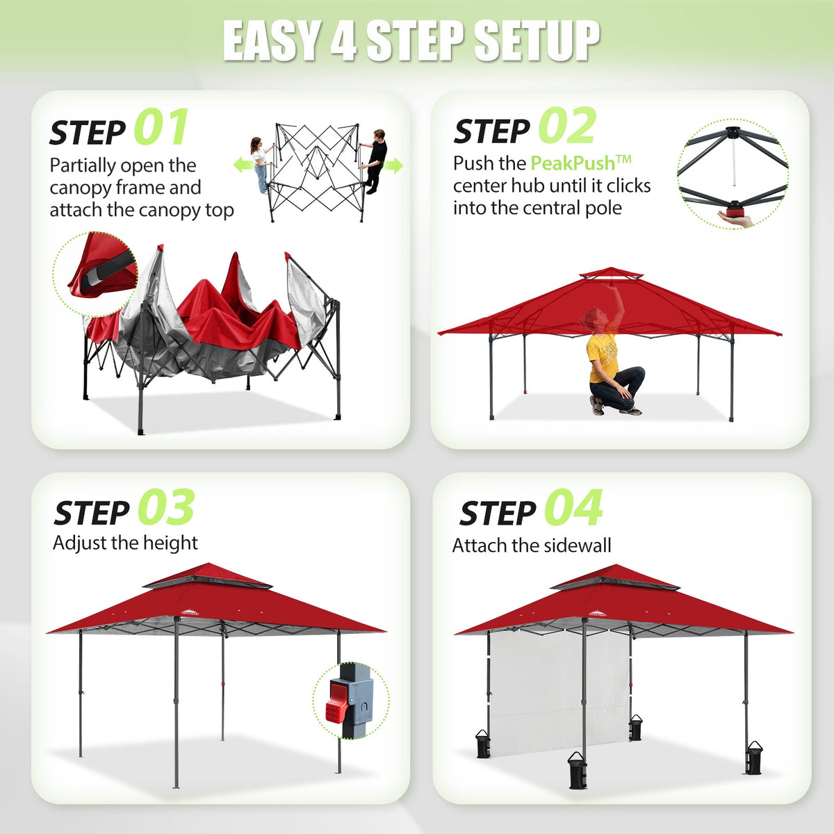 13x13 Pop Up Canopy Tent Sidewall, Extended Eaves - Eagle Peak®