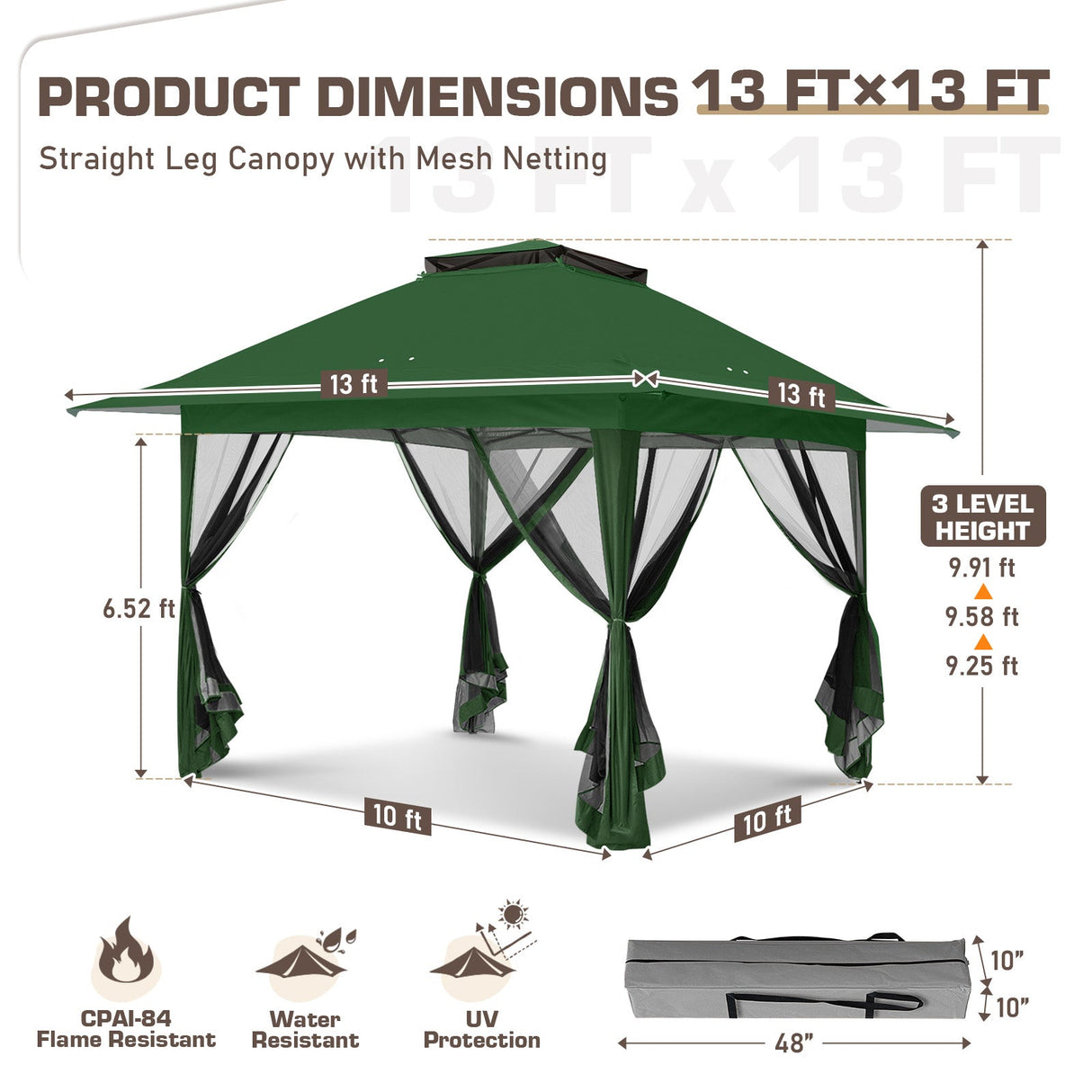 13x13 Pop Up Canopy Tent with Mosquito Netting - Eagle Peak®